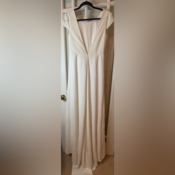 Lulus Ruffle Sleeve Dress With Train-Medium - Picture 5 of 16